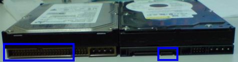 兩款硬碟介面(左邊為IDE介面，右邊為SATA介面)